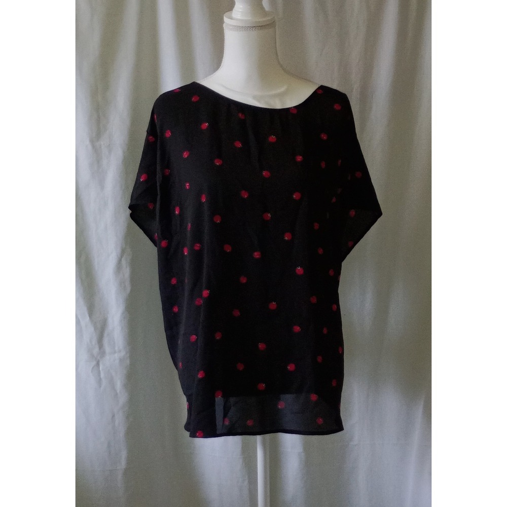 Torrid Ladybug Print Chiffon Blouse 5X Work Office Teacher Short Sleeve Top